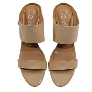 Calvin Klein Nude KCLORINDA Heeled Sandal Mules Size 9M Snakeskin